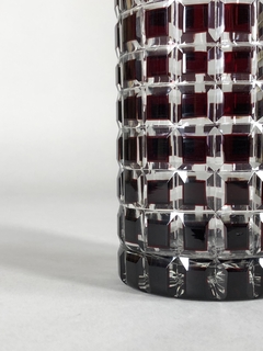 Vaso cristal cilíndrico color rubí y transparente - comprar online
