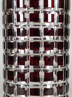Vaso cristal cilíndrico color rubí y transparente - Mayflower