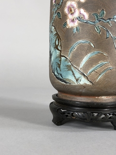 Vaso porcelana con motivo de ramas, flores y hojas - tienda online