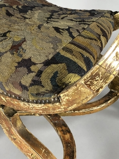 Sillón veneciano dorado a la hoja con tapicería Siglo XVIII - comprar online