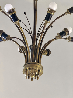 Araña de diseño años 60 en bronce, 12 luces - comprar online