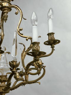 Araña bronce con finials en vidrio - Mayflower