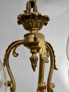 Araña bronce con finials en vidrio - tienda online