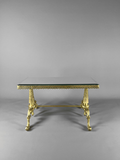 Mesa Francesa estilo Louis XV en bronce y tapa espejada - comprar online