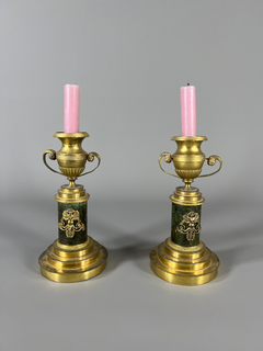 Candeleros Rusos en bronce dorados al oro mercurio Circa 1800