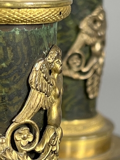 Candeleros Rusos en bronce dorados al oro mercurio Circa 1800