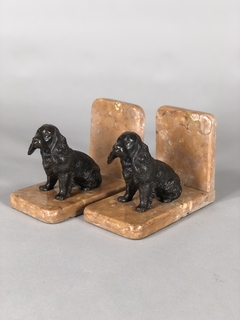 Sostiene libros escultura de perros en bronce y mármol - tienda online