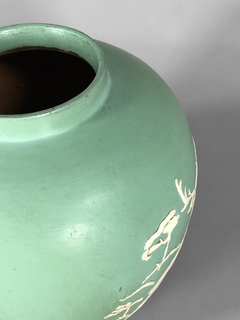 Potiche Oriental en cerámica verde con decoración en relieve en internet