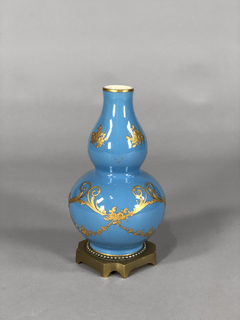 Vasos Franceses porcelana doble godet y bronce ormolu - tienda online