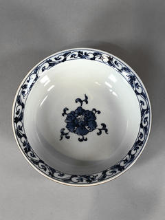 Bowl porcelana China lacre con interior blanco y decoración en azul - tienda online
