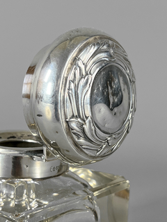 Tintero de cristal Alemán con tapa de plata - Mayflower