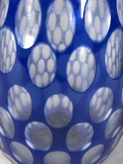 Florero cristal tallado azul cobalto - tienda online