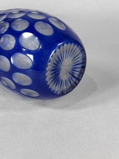 Imagen de Florero cristal tallado azul cobalto