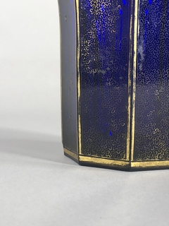 Vaso de cristal Art-Deco en azul cobalto y dorado. - comprar online