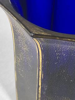 Imagen de Vaso de cristal Art-Deco en azul cobalto y dorado.