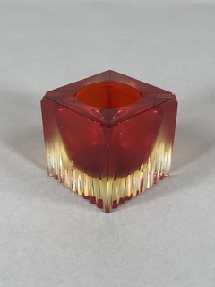 Cenicero cristal tallado color rubí - comprar online
