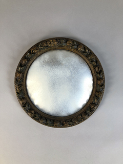 Espejo convexo con marco Francés de madera tallada