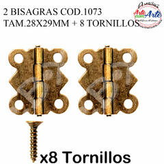 2 BISAGRAS COD.1073 TAM.28X29MM + 8 TORNILLOS - 3 CUOTAS SIN INTERES - DESCUENTOS POR PAGO EFECTIVO, DEBITO Y CREDITO EN UN PAGO