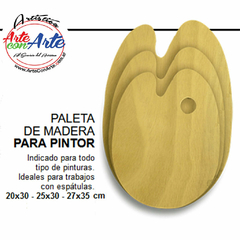 PALETA MADERA PARA PINTOR 25X30 CMS --- 3 CUOTAS SIN INTERES - DESCUENTOS POR PAGO EFECTIVO, DEBITO Y CREDITO EN UN PAGO