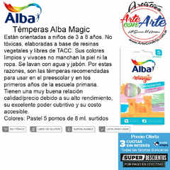 TEMPERA ESCOLAR ALBAMAGIC PASTEL 8ml x 5unid. SURTIDAS - 3 CUOTAS SIN INTERES - DESCUENTOS PAGO EFECTIVO, DEBITO Y CREDITO EN UN PAGO