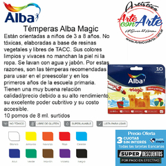 TEMPERA ESCOLAR ALBAMAGIC 8ml x 10 unid. SURTIDAS - 3 CUOTAS SIN INTERES - DESCUENTOS PAGO EFECTIVO, DEBITO Y CREDITO EN UN PAGO