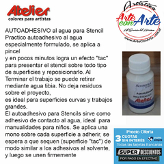 AUTOADHESIVO AL AGUA PARA STENCIL ATELIER 125 cc - PRECIO UNITARIO - 3 CUOTAS SIN INTERES - DESCUENTOS POR PAGO EFECTIVO, DEBITO Y CREDITO EN UN PAGO