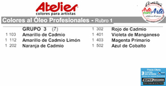 OLEOS PROFESIONAL ATELIER 21 cc G 3 - VER CARTA COLORES - PRECIO OFERTA 3 CUOTAS SIN INTERES - DESCUENTOS PAGO EFECTIVO - 3 CUOTAS SIN INTERES - DESCUENTOS POR PAGO EFECTIVO, DEBITO Y CREDITO EN UN PAGO en internet