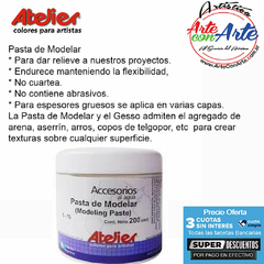 PASTA DE MODELAR ATELIER 200 cc - PRECIO UNITARIO - 3 CUOTAS SIN INTERES - DESCUENTOS POR PAGO EFECTIVO, DEBITO Y CREDITO EN UN PAGO