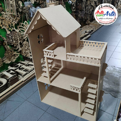 CASA MUÑECAS L.BARBIE FF.3 PISOS 2 ESCALERAS Y TERRAZA 61X31,5X101CM