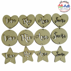 ESTRELLAS CORAZONES CIRCULOS VIVE RIE AMA SUEÑA 6 CM --- 3 CUOTAS SIN INTERES - DESCUENTOS PAGO EFECTIVO, DEBITO Y CREDITO EN UN PAGO