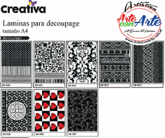 LAMINAS PARA DECOUPAGE CREATIVA TAMAÑO A4 BLANCO Y NEGRO