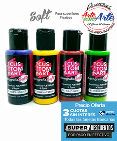 PINTURA PARA AEROGRAFIA SOFT 50 ML - VER CARTA COLORES - PRECIO OFERTA 3 CUOTAS SIN INTERES - DESCUENTOS PAGO EFECTIVO - 3 CUOTAS SIN INTERES - DESCUENTOS POR PAGO EFECTIVO, DEBITO Y CREDITO EN UN PAGO