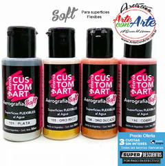 PINTURA PARA AEROGRAFIA SOFT METALIZADO 50 ML - VER CARTA COLORES - PRECIO OFERTA 3 CUOTAS SIN INTERES - DESCUENTOS PAGO EFECTIVO - 3 CUOTAS SIN INTERES - DESCUENTOS POR PAGO EFECTIVO, DEBITO Y CREDITO EN UN PAGO