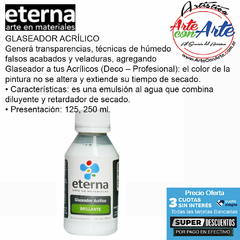 GLASEADOR ACRILICO BRILLANTE ETERNA 125ML - PRECIO UNITARIO - 3 CUOTAS SIN INTERES - DESCUENTOS POR PAGO EFECTIVO, DEBITO Y CREDITO EN UN PAGO