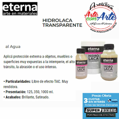 HIDROLACA ETERNA 125 ML.- PRECIO UNITARIO - 3 CUOTAS SIN INTERES - DESCUENTOS POR PAGO EFECTIVO DEBITO Y CREDITO EN UN PAGO