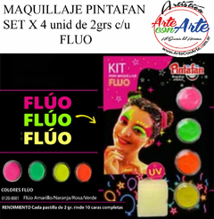 MAQUILLAJE PINTAFAN SET FLUO X 4 unid 2 GRS C/U - 3 CUOTAS SIN INTERES - DESCUENTOS POR PAGO EFECTIVO, DEBITO Y CREDITO EN UN PAGO