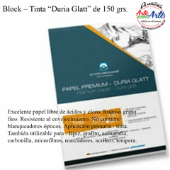 BLOCK TINTA DURIA GLATT 150 GRS. 25x35cm 20 HOJAS ENCOLADO --- 3 CUOTAS SIN INTERES - DESCUENTOS PAGO EFECTIVO, DEBITO Y CREDITO EN UN PAGO