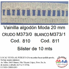 PUNTILLA ALGODON VAINILLA 20MM X 10 MTS. - comprar online