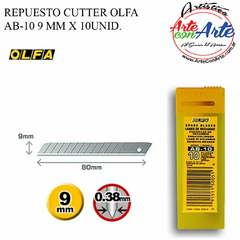 REPUESTO CUTTER OLFA AB-10 9 MM X 10 UNID. - 3 CUOTAS SIN INTERES - DESCUENTOS POR PAGO EFECTIVO, DEBITO Y CREDITO EN UN PAGO