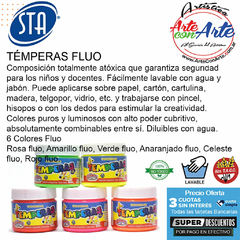 TEMPERA ESCOLAR STA FLUO 250 GRS - PRECIO UNITARIO - 3 CUOTAS SIN INTERES - DESCUENTOS PAGO EFECTIVO, DEBITO Y CREDITO EN UN PAGO