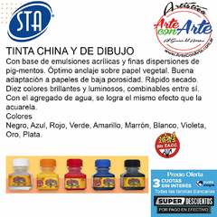 TINTA CHINA - DIBUJO STA 15 CC NEGRO o COLORES - 3 CUOTAS SIN INTERES - DESCUENTOS POR PAGO EFECTIVO, DEBITO Y CREDITO EN UN PAGO - comprar online