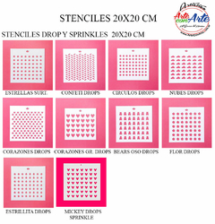 STENCILES 20 X 20 cm DROP Y SPRINKLES - PRECIO UNITARIO - 3 CUOTAS SIN INTERES - DESCUENTOS POR PAGO EFECTIVO, DEBITO Y CREDITO EN UN PAGO (copia)