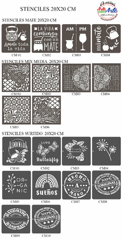 STENCILES 20 X 20 cm SURTIDOS - PRECIO UNITARIO - 3 CUOTAS SIN INTERES - DESCUENTOS POR PAGO EFECTIVO, DEBITO Y CREDITO EN UN PAGO