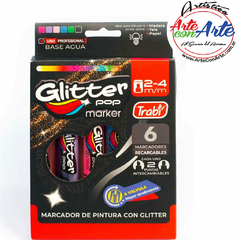 MARCADORES TRABI VALVULA ACRILICA 2-4MM GLITTER X 6 UNID. - 3 CUOTAS SIN INTERES - DESCUENTOS POR PAGO EFECTIVO, DEBITO Y CREDITO EN UN PAGO