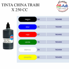 TINTA CHINA TRABI X 250 CC NEGRO o COLORES - 3 CUOTAS SIN INTERES - DESCUENTOS POR PAGO EFECTIVO, DEBITO Y CREDITO EN UN PAGO - comprar online