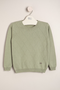 SWEATER VERDE CON ARAN