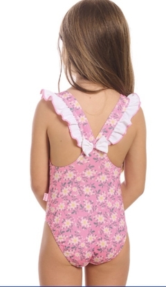 TRAJE DE BAÑO LIBERTY ROSA CON VOLADOS BLANCOS - comprar online