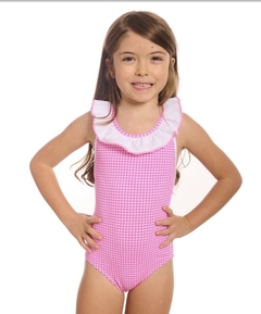 TRAJE DE BAÑO CUADRITO FUCSIA