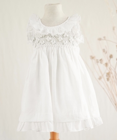 VESTIDO LINO BLANCO PECHERA SMOCK