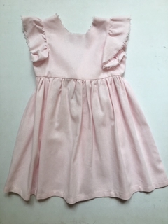 VESTIDO VIVIAN LINO DESHILACHADO ROSA - comprar online